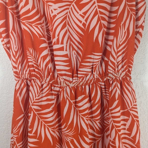 41 Hawthorn Orange Palm Leave Sleeveless Blouson Shift Mini Dress Size M - Picture 8 of 8